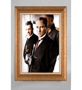 Altın Varaklı Paspartulu Çerçeveli Atatürk Tablo nt788