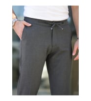Rahat Şık Kolay Ütülenebilir Slim Fit Kumaş Jogger Pantolon (Antrasit)