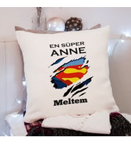 En Süper Anne ( Super Mom ) Tasarımlı Yastık Kişiye Özel