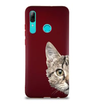 Huawei P Smart 2019 Soft Premier Kapak Catface Tasarımlı Silikon Kılıf - Mürdüm (Şeffaf)