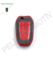Peugeot 2008 3008 4008 5008 Sustasız Anahtar Kılıfı Süperlüx Kırmızı