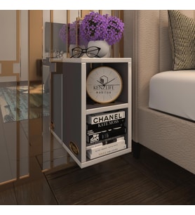Kenzlife komodin likka gri 50*40*40 duvara asılabilen komidin kitaplık (Karışık)