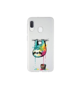 Samsung Galaxy A20e ile Uyumlu Splash Tembel Hayvan Tasarımlı Şeffaf Silikon Kılıf