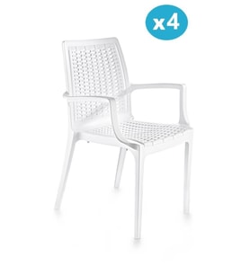 Omnipazar SY-2524 Örgü Desenli Rattan Bahçe Koltuk Sandalye 4'lü Set