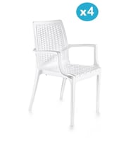 Omnipazar SY-2524 Örgü Desenli Rattan Bahçe Koltuk Sandalye 4'lü Set