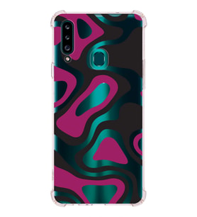 Samsung Galaxy  A20s  Köşe Korumalı Antişok Kapak Renkli Desen Tasarımlı Şeffaf Silikon Kılıf