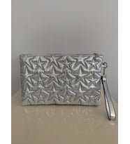 Yıldız Dikişli Clutch Star Kadın Çanta Simli Gümüş metalik Yıldız Desenli Gold Parlak Portföy & Clutch Çanta Çıkarılabilir Bileklik Askılı