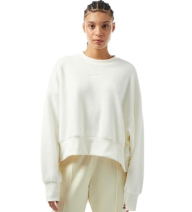 Nike Sportswear Plush Mod Crop Crew Sweatshirt Kadın Geniş Kalıp Peluş Sweatshirt Açık Krem