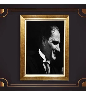 Özel Seri Paspartulu Çerçeveli Atatürk Tablo l382 (Gold)