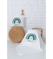 Pia Baby Premium %100 Pamuk Çift Kat Penye Battaniye ve Yastık Kılıfı Yenidoğan Kız Bebek Hediyesi 5055-10 (Ekru)