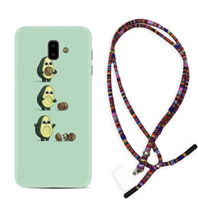 Samsung J6 Plus J7 Prime J7 Pro M20 Kılıf Boyun Asklı Rasta Silikon Avokadolar1352