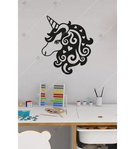Masalsı Unicorn Çocuk Odası Ahşap Duvar Dekor Tablosu (Siyah)