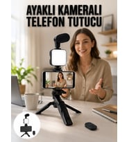 Telefon Tutucu Led LED'li Kumandalı Mikrofon Telefon Vlog Video Kayıt Yeni Nesil