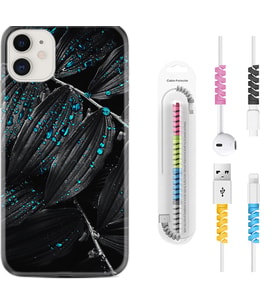Apple iPhone 11 12 13 Mini Kılıf Kablo Koruma Spiral Silikon Foid Green 1643