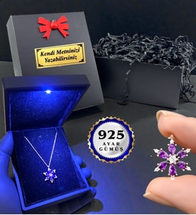 Size Özel Yazılı Hediye Kutusunda ve Işıklı Kutusunda 925 Ayar Gümüş Lotus Kolye