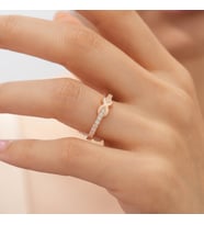 925 AYAR ROSE GOLD KAPLAMA SIRA ZİRKON TAŞLI SONSUZLUK GÜMÜŞ  YÜZÜK (Rose Gold Altın)