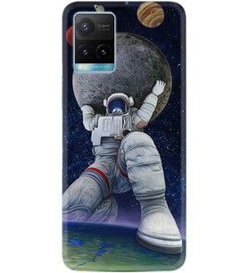 Vivo Y11S Y21S Y20 Y20S Y70 Kılıf Desemli Silikon Astronot ve Dünya 1759