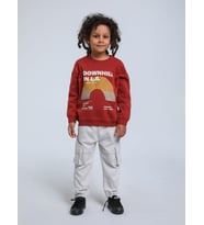 Erkek Bebek Downhill Yazılı Sweatshirt (Kiremit)