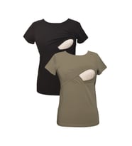 LuvmaBelly MYRA2501_2505 Emzirme tshirt seti (Siyah-Haki)