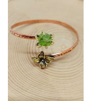 Peridot (Zebercet) Taşı Çiçek Motifli Bakır Bileklik (53028)