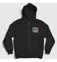 Presmono Unisex Siyah Humanz Gorillaz Fermuarlı Kapüşonlu Sweatshirt 54744tt