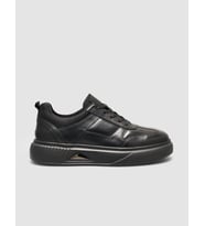 %100 Deri Siyah Taban Armalı Erkek Sneaker Ayakkabı