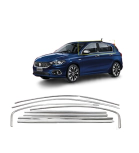Fiat Egea HB 2015-2024 Cam Çıtası Çerçevesi Komple Set Kromu Nikelajı 8 Parça Full Set