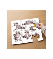 Sevimli Rakunlar Tasarımlı 24 Parça Ahşap Çocuk Puzzle MPK0403