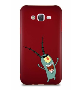 Samsung Galaxy J7 Soft Premier Kapak Plankton Tasarımlı Silikon Kılıf - Mürdüm (Şeffaf)