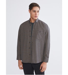 LCWAIKIKI Classic Bej Regular Fit Uzun Kollu Ekose Gabardin Erkek Gömlek