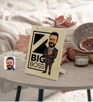 BK Gift Kişiye Özel Erkek Big Boss Karikatürlü Dekoratif Ahşap Çerçeve Model 1