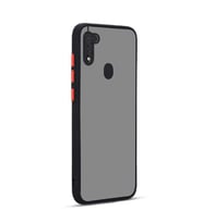 Galaxy A11 Kılıf Zore Hux Düğme ve Kapak Zıt Renk Kılıf (Siyah)