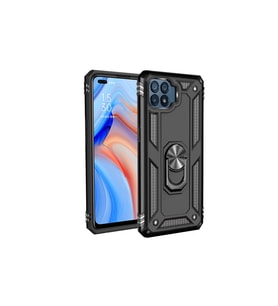 Oppo Reno 4 Lite Kılıf Sofya Yüzüklü Silikon Kapak - Siyah