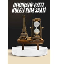 Retro Eyfel Kulesi Ve Kum Saati Dekoratif Ahşap Görünümlü Masa Biblosu