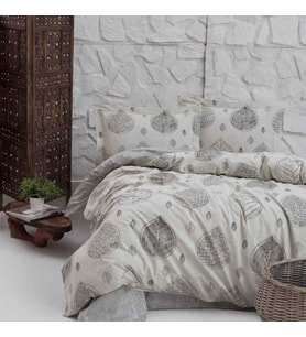 Keep London Dolce Sleep Series Natural Cotton(Doğal Pamuk) Çift Kişilik Nevresim Takımı-Gri (Desenli)
