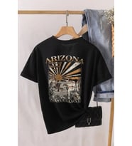Unisex Sırt Baskılı Arizona Oversize Tshirt (Siyah)