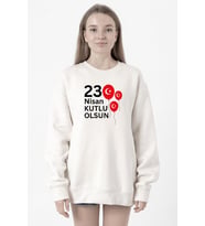 23 Nisan Balon Beyaz Kadın 2ip Sweatshirt