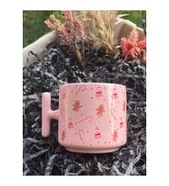 Pembe Kupa Bardak - Yılbaşı Ağacı, Kardan Adam, Kurabiye Desenli, Yeni Yıl Ve Özel Günler Için