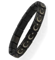 Ay Yıldız Türk Bayrağı İtalyan Charm Unisex Çelik Bileklik scb55 (Siyah)