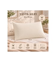 %100 Pamuk Saten Yastık Kılıfı 50x70 cm – Ekru