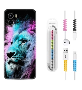 Vivo Y15S Y32 Y33S Y51 Y53S Kılıf Kablo Koruma Spiral Silikon Pink Blue Leon 1603