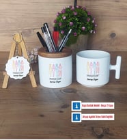 Modelist Hediye Sepeti Kalemlik, Kupa Bardak Sihirli, Ahşap Anahtarlık Hediye (Model 3)