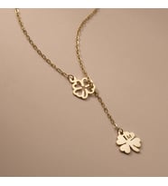 Kişiye Özel 925 Ayar Gümüş İç İçe Yonca Harf Detaylı Kolye (Gold)