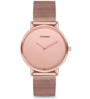 Commes Çelik Örme Kordon Rose Gold Renk Özel Kesim Mineral Cam Unisex Klasik Kol Saati