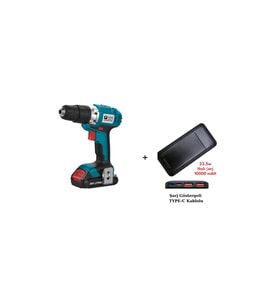 20 V 2.0 Ah Li-ion Çift Akülü Vidalama Makinesi + Taşınabilir Şarj Cihazı