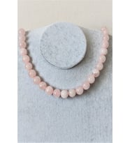 12 MM PEMBE KUVARS DOĞALTAŞ KOLYE