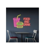 FOOD AND DRINK Yazılı ve Şekilli Neon Tabela
