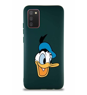 Samsung Galaxy A02S Soft Premier Kapak Donald Duck-A Tasarımlı Silikon Kılıf - Yeşil (Şeffaf)
