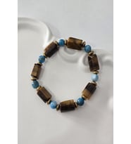 SERTİFİKALI SİLİNDİR KAPLANGÖZÜ, 6 MM APATİT, HEMATİT DOĞALTAŞ BİLEKLİK