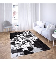İnek Derisi Desenli Dijital Baskı Yıkanabilir Kaymaz Taban Modern Salon Halısı ve Yolluk (Gri) (Kahverengi)